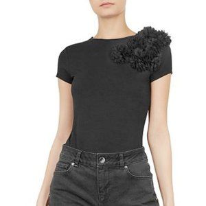 TED BAKER Valersa Floral Applique Tee Top Black